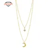 قلادة Canner 925 Sterling Silver Gold Gold Flated Mode Double Layered Moon قلادة قلادة قلادة الترقوة للنساء المجوهرات