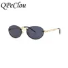 Gafas de sol Moda Moderna Oval Sunglasse Diseñador de la marca Vintage Metal Punk Gafas de sol Mujer Show Shades Feminino 230519