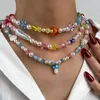Ketten Unregelmäßige Perle Shell Perlen Choker Halskette Frauen Transparent Kristall Schmetterling Herz Pilz Strang Perlen Halsketten Geschenke