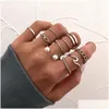 Bandringen nieuwste 10 stks/set hoogwaardige metalen ring Halloween voor dames sieradenaccessoires punkstijl op phalanx anel mascino anill dhrbp