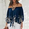 Damesblouses shirts van schouderhemd blouse dames bloemenprint casual lange mouw v nek tops elegant los blusas mujer 230519