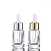 Storage Bottles Glass Bottle Wholesale 15ml 30ml 50ml Clear Square E Liquid Juice With Gold Silver Cap For Cosmetic Essential Oil