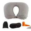 Other Home Garden Wholesale 3 In 1 Travel Set Inflatable Ushaped Neck Pillow Air Cushion Add Slee Eye Mask Eyeshade Earplugs Car S Dhr2D