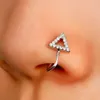 Nose Clips Rings Studs Hoops for Women Non-Piercing Body Jewlery Triangle Crystal U Shape Copper Gold Color Wholesale 2023 New