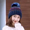 Beanies Beanie/Skull Caps Spring Fashion Women Splicing Striped Color編み帽子ボールヘッドギアキャップウォームフリースバラクラバニット