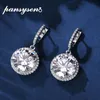 Boucles d'oreilles Pansysen 2021 Nouveaux bijoux en argent solide 925 créé Moissanite Full Gemstone Wedding Engagement Diamonds Clip Boucles d'oreilles pour filles