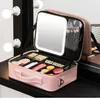 Trousses de maquillage étuis à cosmétiques éclairés avec miroir LED sac à cosmétiques portable boîte de rangement de maquillage de grande capacité sacs de maquillage pour femmes Q44 230519