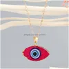 Hanger kettingen mode kleur turkish devil eye voor vrouwen eenvoudige hars ogen charme sieraden in de nek ojo turco collier ketting nek dhpjl