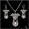 Earrings Necklace Set Womens Alloy Greyhound Jewelry Lovers Pet Dog Drop Delivery Sets Dhgarden Dhahb