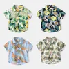 Kinderhemden Tropical Vacation Boy Kleinkind Baby Baumwolle Strand Blumen Blumenhemd Hawaiian Kurzarm Sommer Kinder Jungen Kleidung 230519