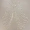 Erotic Sexy Shiny Bikini Tassel Bra chain Rhinestone Underwear body chain Rhinestone Stage nightclub performance clothes 1200