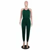 Kvinnors jumpsuits rompers solid lös jumpsuit kvinnor sommar sexig spaghetti randig ärmlös avslappnad elegant snörning v halskvinnlig kropp ju