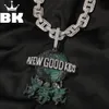 Kettingen Een paar goede kinderen hanger ketting voor mannen Grote sluiting Zirconia Iced Out 3 kleine engelen die de aarde vasthouden HipHop sieraden