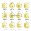 Charms Edelstahl 12 Sternbilder Sternzeichen für DIY Schmuckherstellung Hochwertige runde Form Accessroies Splitterfarbe Trendy Brac Dhtiw