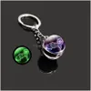 Nyckelringar est 12 Constellation Ring Starry Sky Luminous Keychain Time Stone Glass Ball Chain Accessories Pendant Keyring Gifts Bk Dr Dhnrg