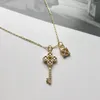 Chains Kinel 925 Sterling Silver 18K Gold Plated Key Lock Zircon Pendant Necklace For Women Original Certified Luxury Trendy Jewelry