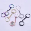 Keychains 5pcs 30mm de cor de ouro rosa redonda com shinestone vidro de memória viva jóias para medalhão Relicario PO Keychain