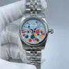 U1 Automatique Montre Homme 41mm 904L Bleu Turquoise Célébration Motif Cadran Asie 2813 Mouvement Verre Saphir Montre-Bracelet Lumineux