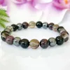 MG1915 8 MM Smoky Quartz Garnet Black Tourmaline Hematite Bracelet Womens Gemstone Crown Chakra Wrist Mala Yoga Jewelry