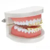 Grillz Dental Grills Gold Sier Grillzsシングルトゥースグリルツキャップトップボトムグリルブリングカスタム歯火山ロックドロップシェイプパンクHI DHKQB