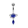 Navel Belly Button Rings Dingling Women Summer Blue Zircon Crystal Planet Moon Ball rostfritt stål Piercing Body Jewlery 2023 NYTT