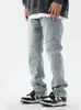 Jeans pour hommes Baggy hommes pantalons Y2K vêtements Streetwear lâche jambe droite fermeture éclair couture Denim rétro vêtements de créateur