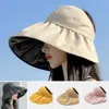 Wide Brim Hats Women Sun Hat Adjustable Solid Color Breathable Sunscreen Beach For Summer Fastener Tape