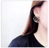 Boucles d'oreilles gemmes colorées Boucles d'oreilles de créateurs de bande de luxe pour femmes vintage cuivre Lettre G Boucles d'oreilles Double G bijoux