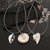 Pendant Necklaces Vintage Silver Color Hollow Out Leaf With White Bead Suspension Necklace For Women Gothic Plant Jewelry Korean Fashion