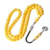 Clothing Yellow resin Tasbih amber Color handmade prayer beads 8mm 66 Rosary Metal tassels Islam gift Muslim misbaha tesbih