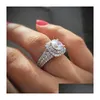 Solitaire ring dames trouwringen mode sier sieraden gesimuleerde diamanten verloving edelsteen drop levering dhbh1