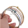 Bracelet Haute Qualité Alex En Acier Inoxydable Twist Bracelet Extensible Bracelets 5565Mm Taille Réglable Sier Fil D'or Pour Bijoux Diy Mak Dhnqw