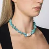 Halsband CreativeVintage unikhet Klassiska element för kvinnor Tidlös Pearly Turquoise Stone Halsband Barock sötvatten Pärlhalsband