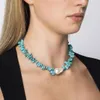 Kettingen creatieve vintage uniciteit klassieke elementen voor vrouwen Tijdloze parelachtige turquoise stenen ketting barokke zoetwaterparelketting