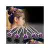 Hårnålar Fashion Flower Crystal Hair Clips Hairpin For Women Wedding Party Updo Bun D Pin Jewelry Drop Delivery Hairjewelry DHPGW