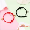 Ketting schattig hart charmes verbinding paar armbanden handgemaakte instelbare link minnaar relatie armband magnetische sieraden set gegrot dh5fo