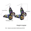 Cuelgue el diseñador de moda Pu Pendientes de cuero Colorf Patrón de mariposa Gancho impreso de doble cara para mujeres Joyería de verano Dhzg1