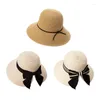 Breda randen hattar Comhats Summer Bucket Straw Hat For Women Sun UV Protection Foldbar Packable Travel Strand Ladieswide Davi22
