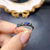 Cluster-Ringe, wunderschöner zierlicher Ring aus 925er Silber, 3 mm, natürlicher schwarzer Feueropal, Verlobungsring für Frauen, Geburtstagsparty-Geschenk