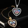 Collane Hip Hop Foto personalizzate Collane Pendenti ghiacciati Oro Argento Colore AAA + Zircone Cuore per uomo Donna Gioielli fai da te Corda Catena di collegamento