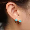 Hoop Earrings Blue Turquoises Gem Mini Earring For Women Multi Pericing Small Hoops Delicate Dainty High Quality Fashion Jewelry
