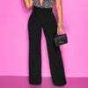 Damesbroek vrouwen solide rekbaar rechte been comfortabele klassiek hoog taille brede lange bootcut pant broaks werk pull on jumpsuit