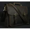 Briefzüge Vintage Crazy Horse Leder Männer Aktentasche 15 "Laptop -Beutel Arbeitsbag Genauer Leder Aktentasche Männchen Umhängetasche Crossbody 230520