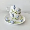 Gobelets tulipe tasse en céramique Design sens du café en relief tridimensionnel avec poignée Vintage maison lait à boire 230520