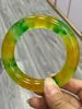 Bangle Envoyer un certificat Real Jadeite Myanmar Emerald Bangles Classe glaciaire Transparent jaune vert