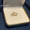 Huggie Luowend 100% äkta 18K Yellow Gold AU750 Women Engagement Hoop Earrings Real Natural Diamond Earring Fashion Hoop Design