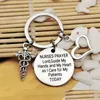 Nyckelringar Ring Heart Charm Pendant Nurse KeyChain Medical Logo Cap Grave Words Nurses Prayer Lord rostfritt stål gåvor Drop Deliv Dhkmi