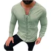 Męskie koszule solidne koszulę bez kołnierzyki kolor mody Bluzki z długim rękawem pulovers top męski pakiet treningowy