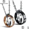 Pendentif Colliers Cristal Éternel Anneau Rond Collier En Acier Inoxydable Couple Pour Femmes Hommes Romantique Saint Valentin Amour Cadeau Dhgey