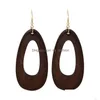 Dangle Lustre Rétro Géométrique Boucles D'oreilles En Bois Exagéré Goutte D'eau Creux En Bois Bohème Boucle D'oreille Pour Les Femmes Bijoux Cadeaux Deliv Dh2Th